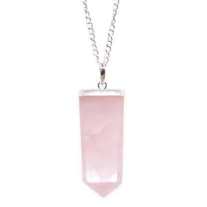 Gemstone Flat Pencil Pendant - Rose Quartz | Auro & Co