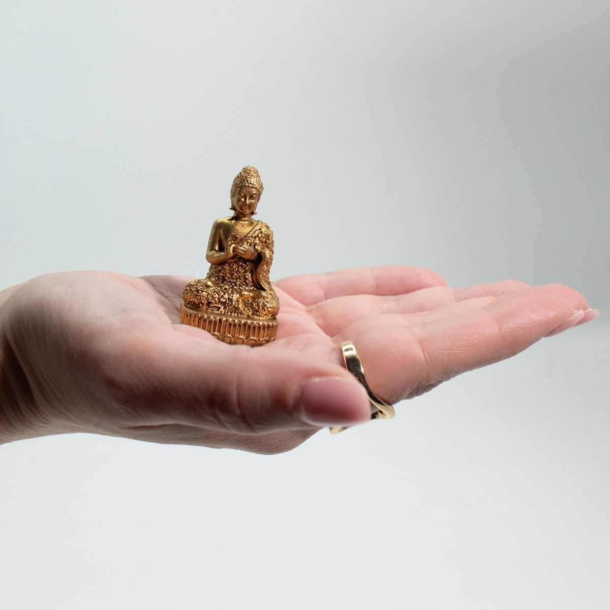 Seated Buddha Brass Miniature Figure, 4.8cm