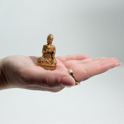 Seated Buddha Brass Miniature Figure, 4.8cm