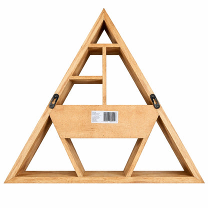 Moon Phase Triangle Wall Shelf with Drawer, Mango Wood