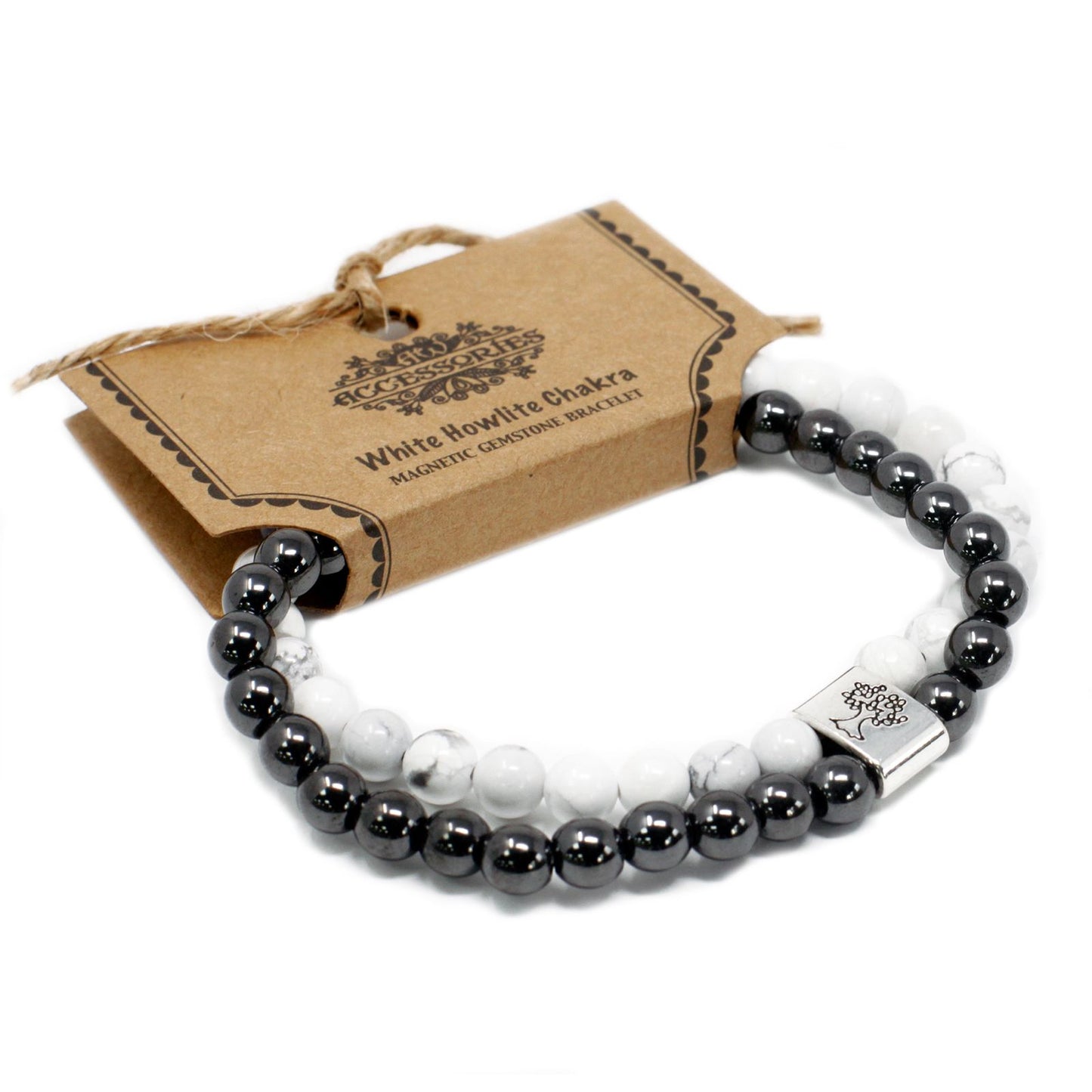 Magnetic Gemstone Bracelet - White Howlite Chakra – detail view