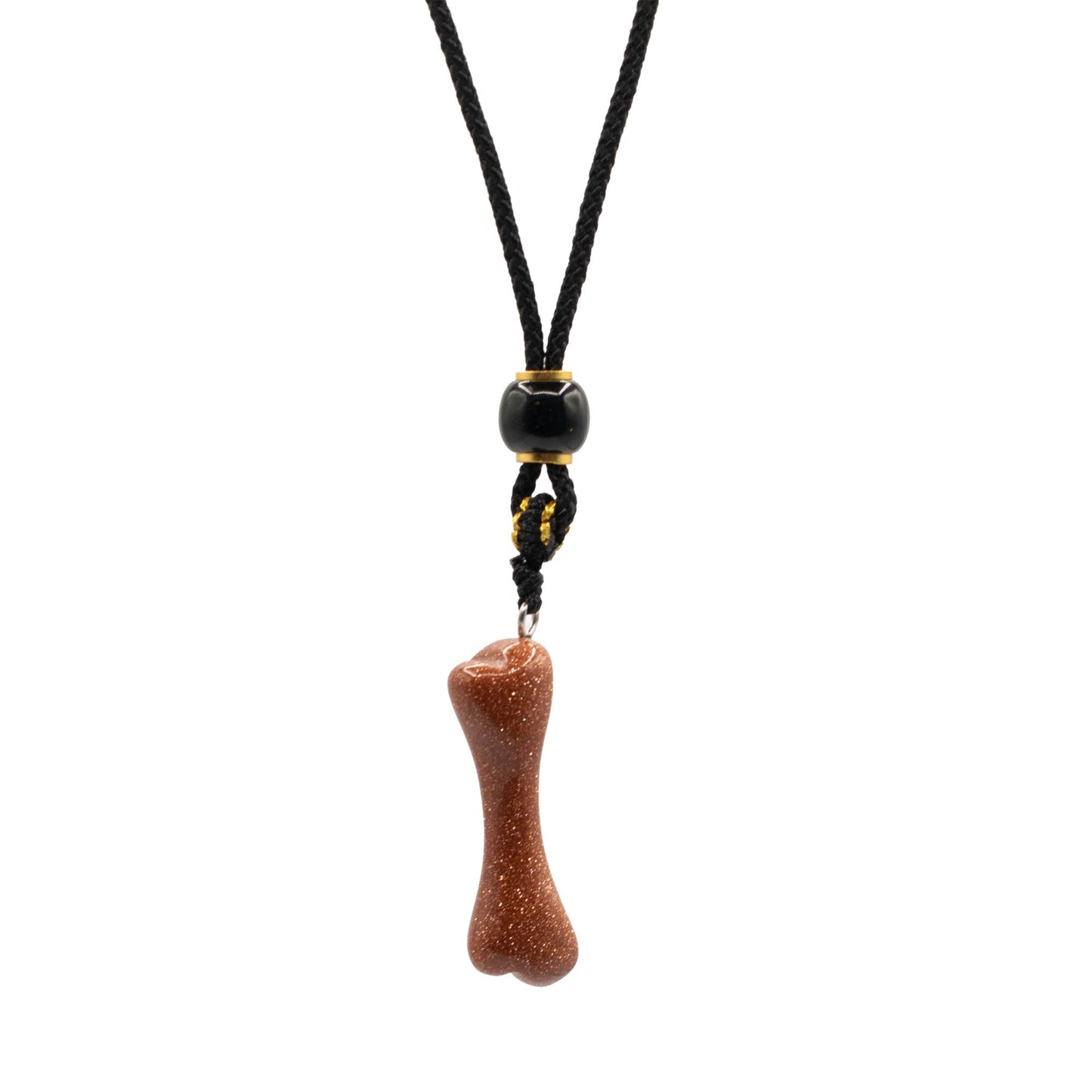 Cord Necklace Gemstone Pendant - Goldstone Bone | Auro & Co