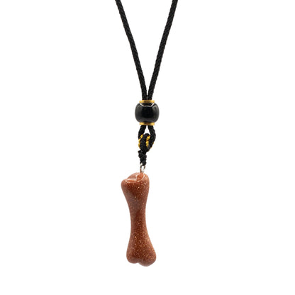 Cord Necklace Gemstone Pendant - Goldstone Bone | Auro & Co