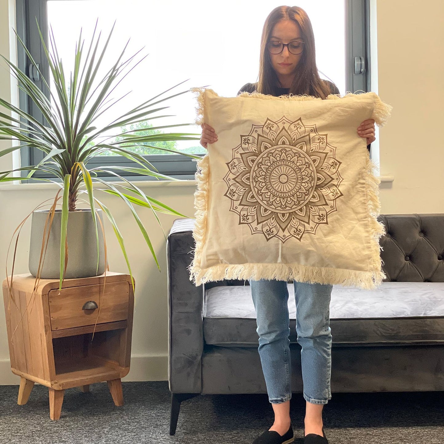 Lotus Mandala  Cushion Cover - 60x60cm - bronze