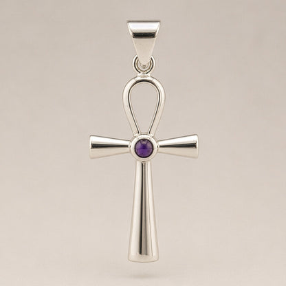 Indian Devotional Pendant - Silver Plated (45cm Cord)- Ankh Symbol of Eternal Life – product image 6
