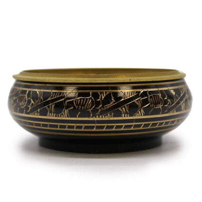 Charcoal Incense Jar - Carved Brass, 3.5cm