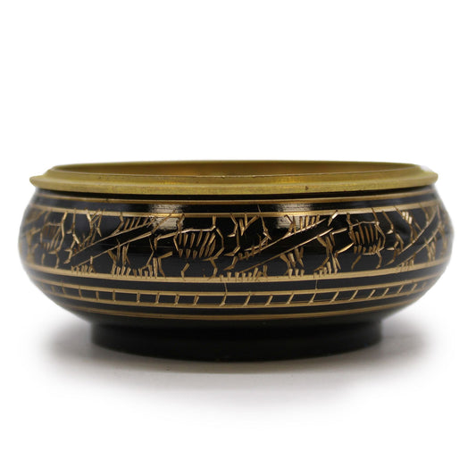 Charcoal Incense Jar - Carved Brass, 3.5cm