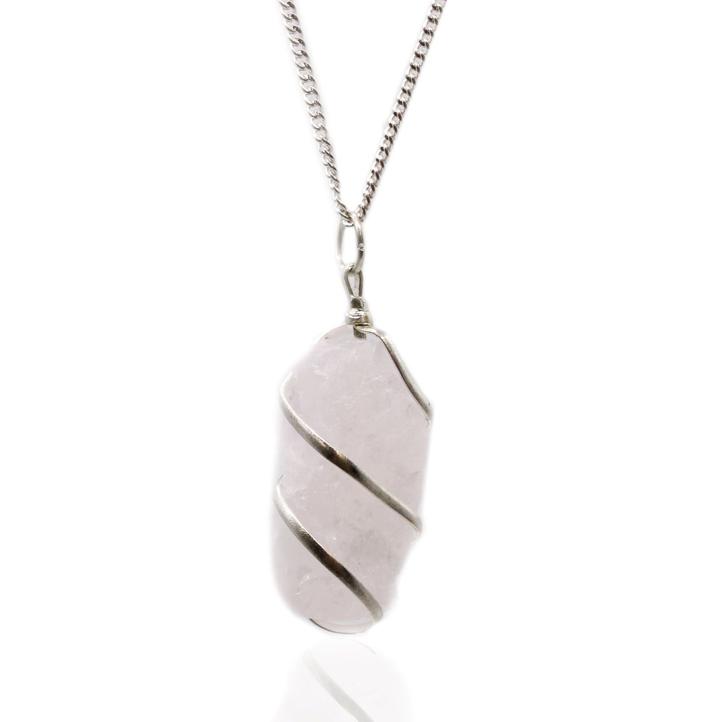 Cascade Wrapped Gemstone Necklace - Rough Rose Quartz | Auro & Co