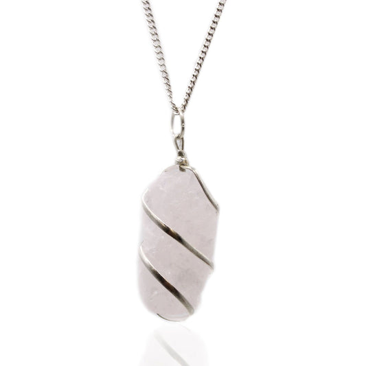 Cascade Wrapped Gemstone Necklace - Rough Rose Quartz | Auro & Co