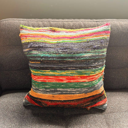 Rag Rug Cushion Covers - Natural Greens – detail view