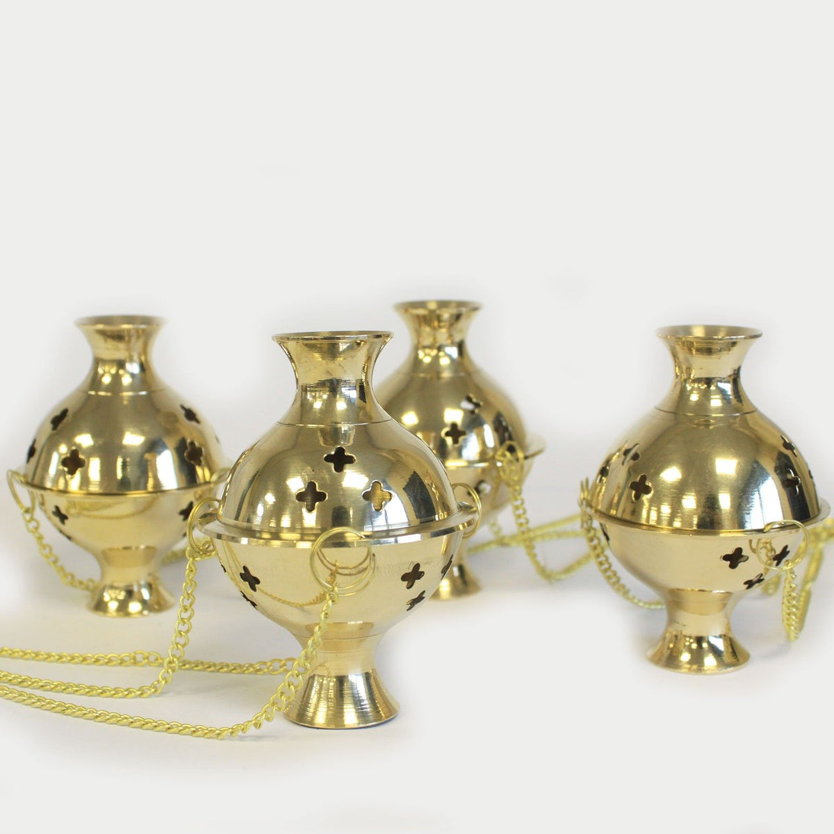 Small Three Chain Hanging Brass Incense Burner, 16cm Thurible