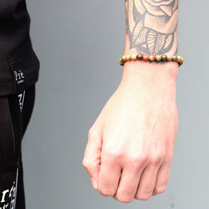 18K Gold Plated Gemstone Black String Bracelet - Tiger Eye – detail view