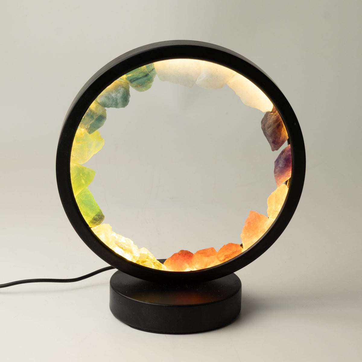 7 Chakra Gemstone Halo Lamp, 7 Gemstones