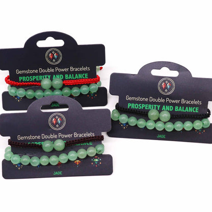 Gemstone Double Power Bracelets- Jade – detail view