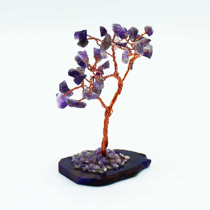 Gemstone Tree - Amethyst on Natural Agate Base (35 stones) | Auro & Co
