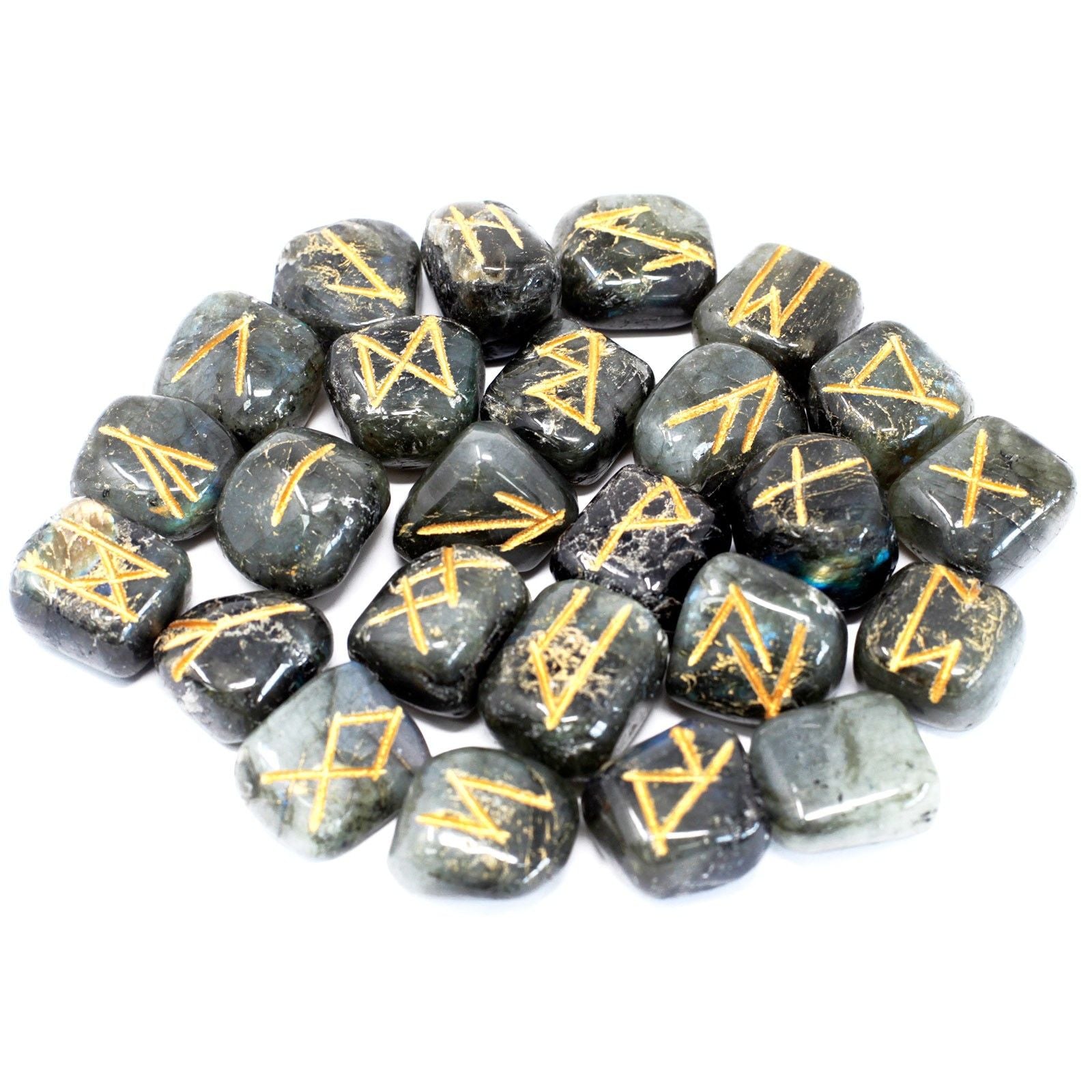 Runes Stone Set in Pouch - Labradorite | Auro & Co