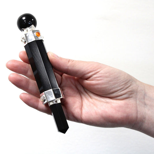 Hexagonal Crystal Healing Wand - 12cm - Black Agate – lifestyle shot