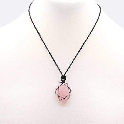 Laced Gemstone Teardrop Pendant - Rose Quartz – lifestyle shot
