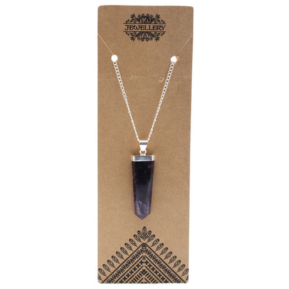 Gemstone Flat Pencil Pendant - Amethyst – lifestyle shot