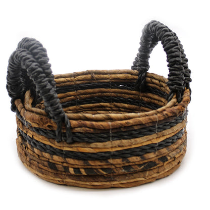 Banana Leaf & Black Raffia Storage Baskets – Set of 2