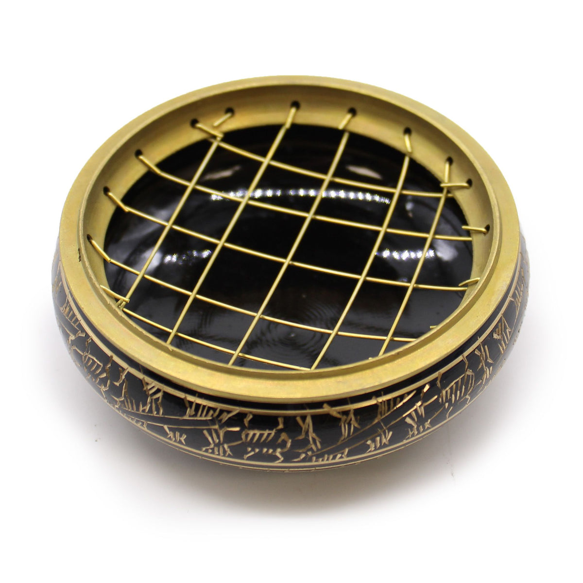 Charcoal Incense Jar - Carved Brass, 3.5cm