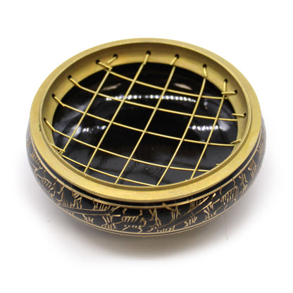 Charcoal Incense Jar - Carved Brass, 3.5cm