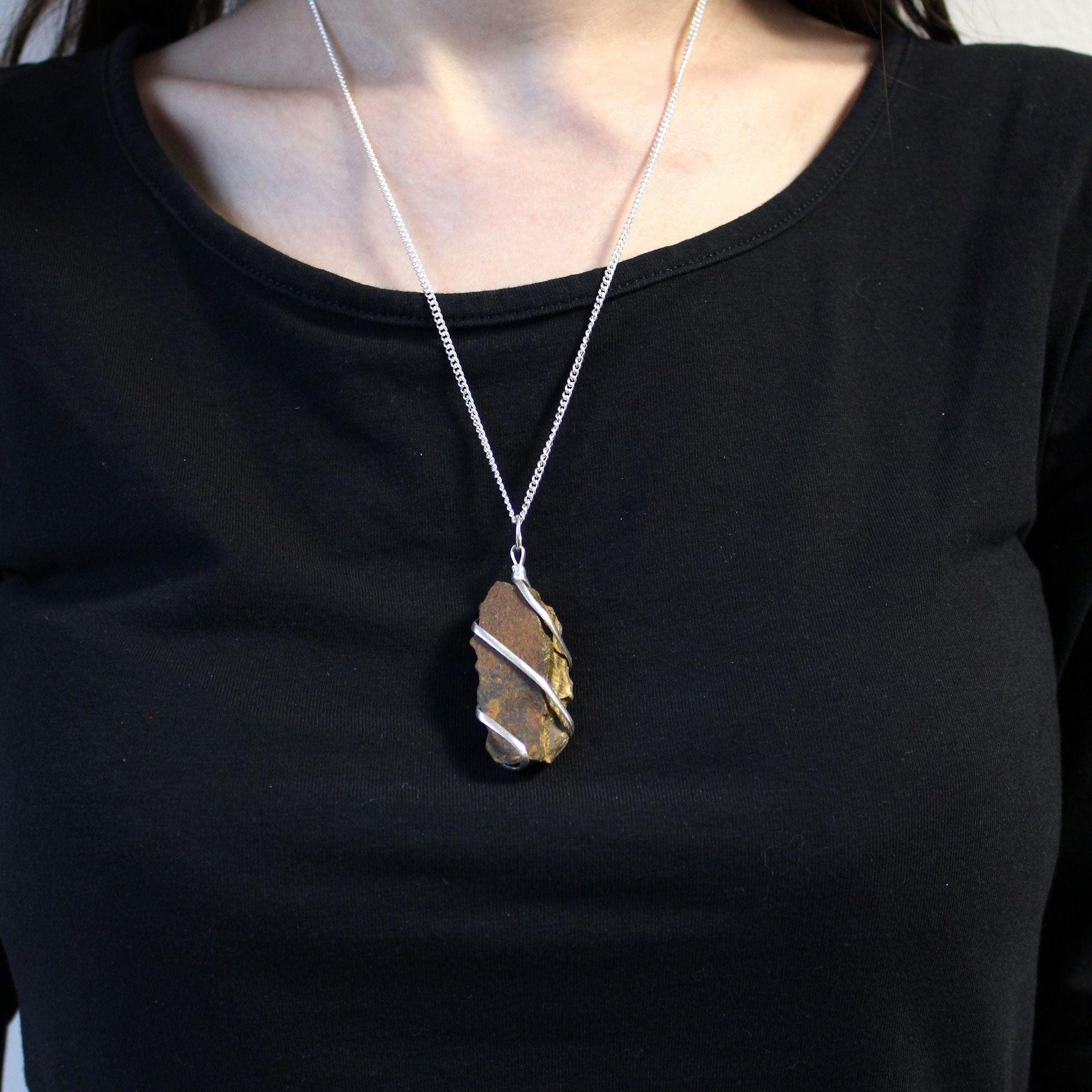 Cascade Wrapped Gemstone Necklace - Rough Tiger Eye – packaging