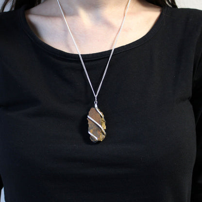 Cascade Wrapped Gemstone Necklace - Rough Tiger Eye – packaging