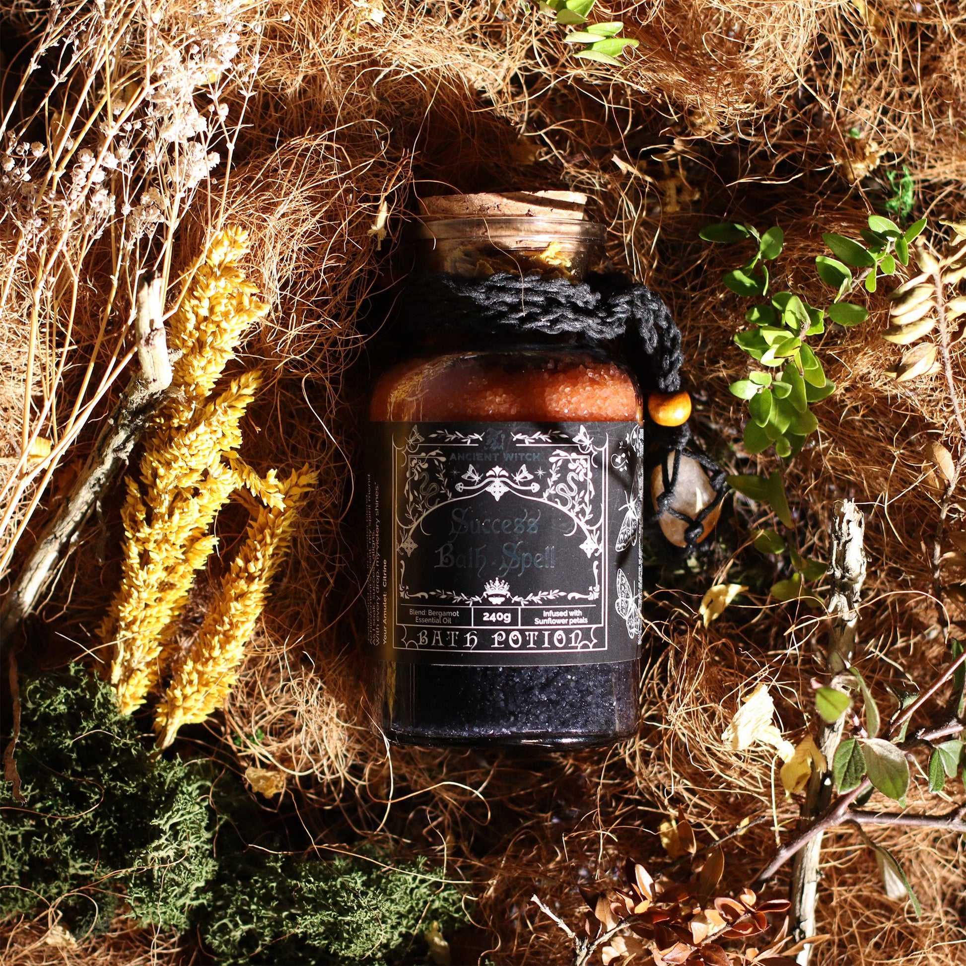Ancient Witch Bath Spell Potion & Citrine Crystal Amulet - Success – product image 5