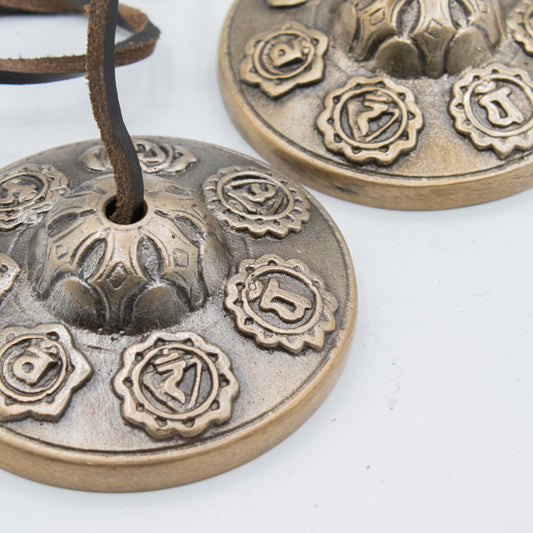 Premium Brass Tibetan Tingsha - Seven Chakra - approx 7cm (255gm) – detail view