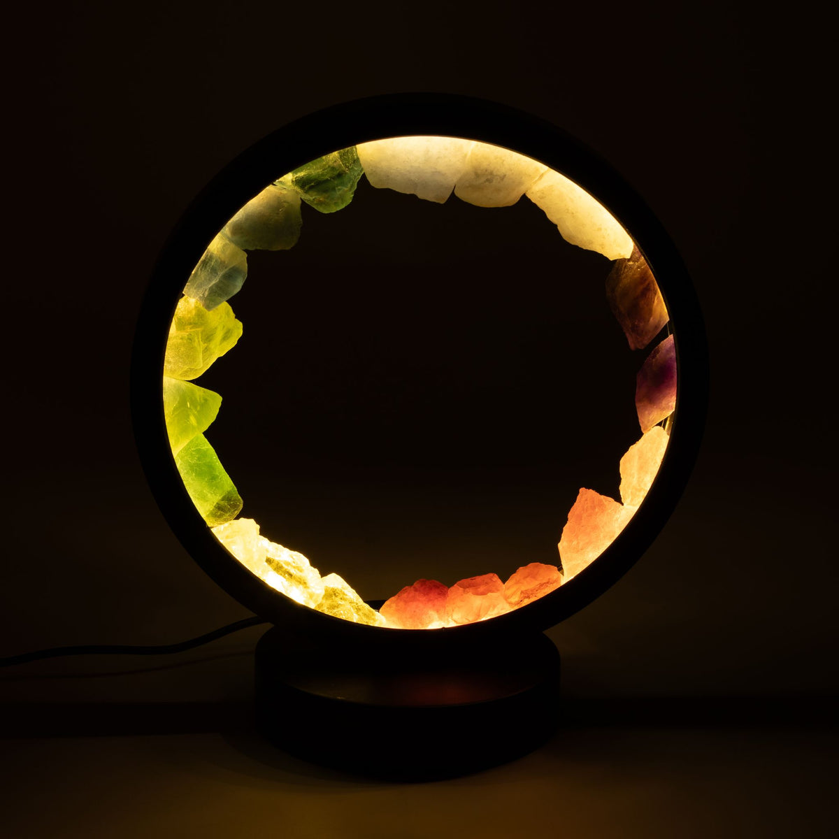 7 Chakra Gemstone Halo Lamp, 7 Gemstones