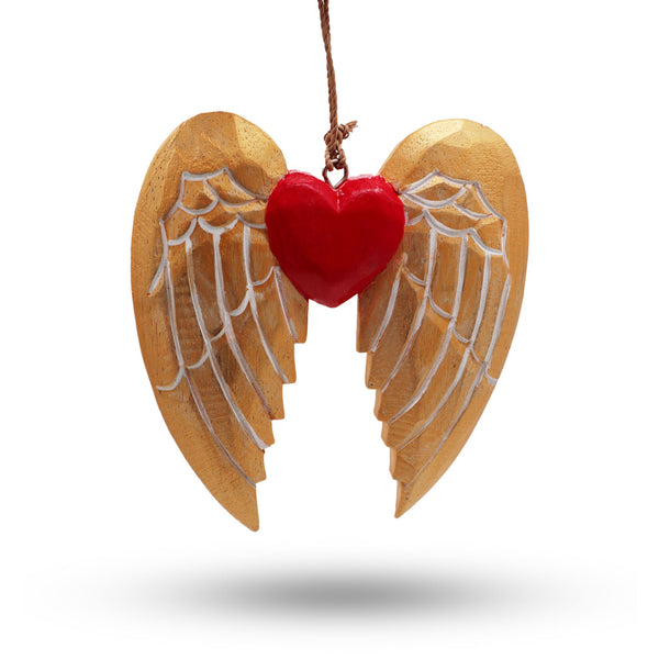Gold Xmas Angel Wing & Heart - white detail | Auro & Co