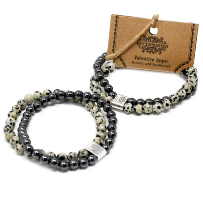 Magnetic Gemstone Bracelet - Dalmation Jasper – lifestyle shot