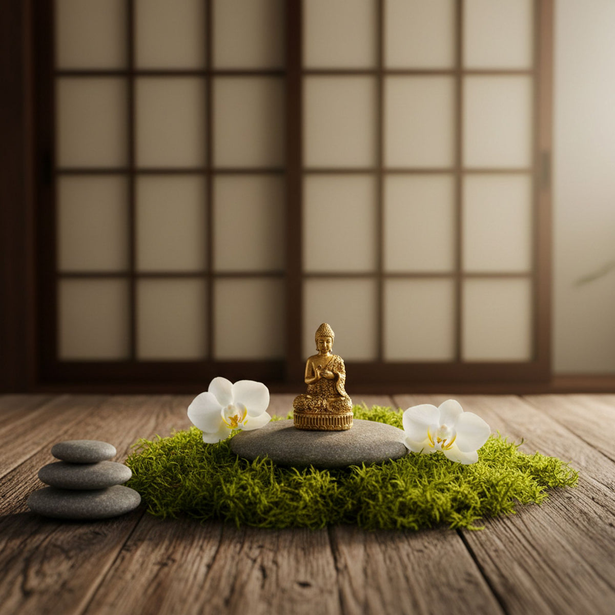 Seated Buddha Brass Miniature Figure, 4.8cm