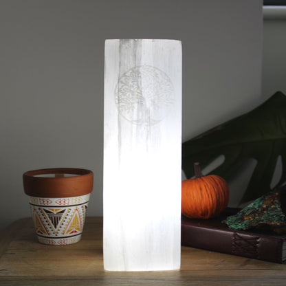 Selenite Block Lamp 25cm - Tree of Life – packaging