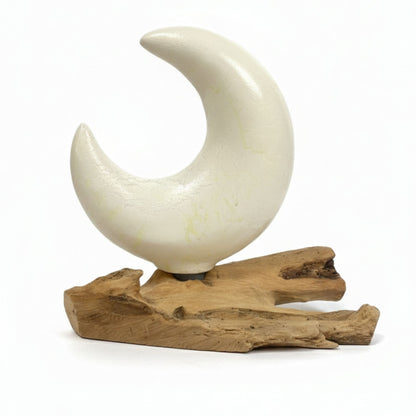 DriftGlow Lamp Crackle Half Moon Shade - Grey – lifestyle shot
