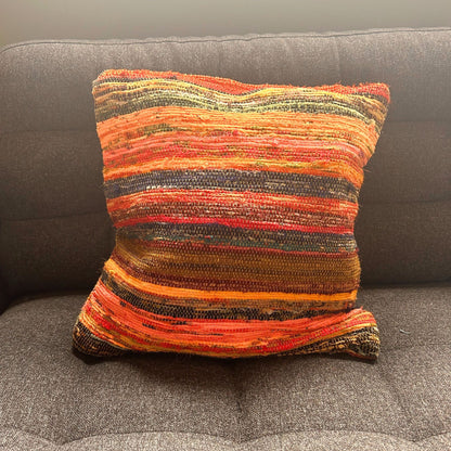 Rag Rug Cushion Covers - Sunrise Oranges – detail view