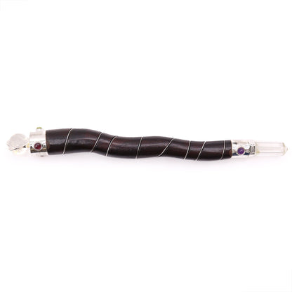 Natural Curved Wood and Rock Quartz Wand | Auro & Co
