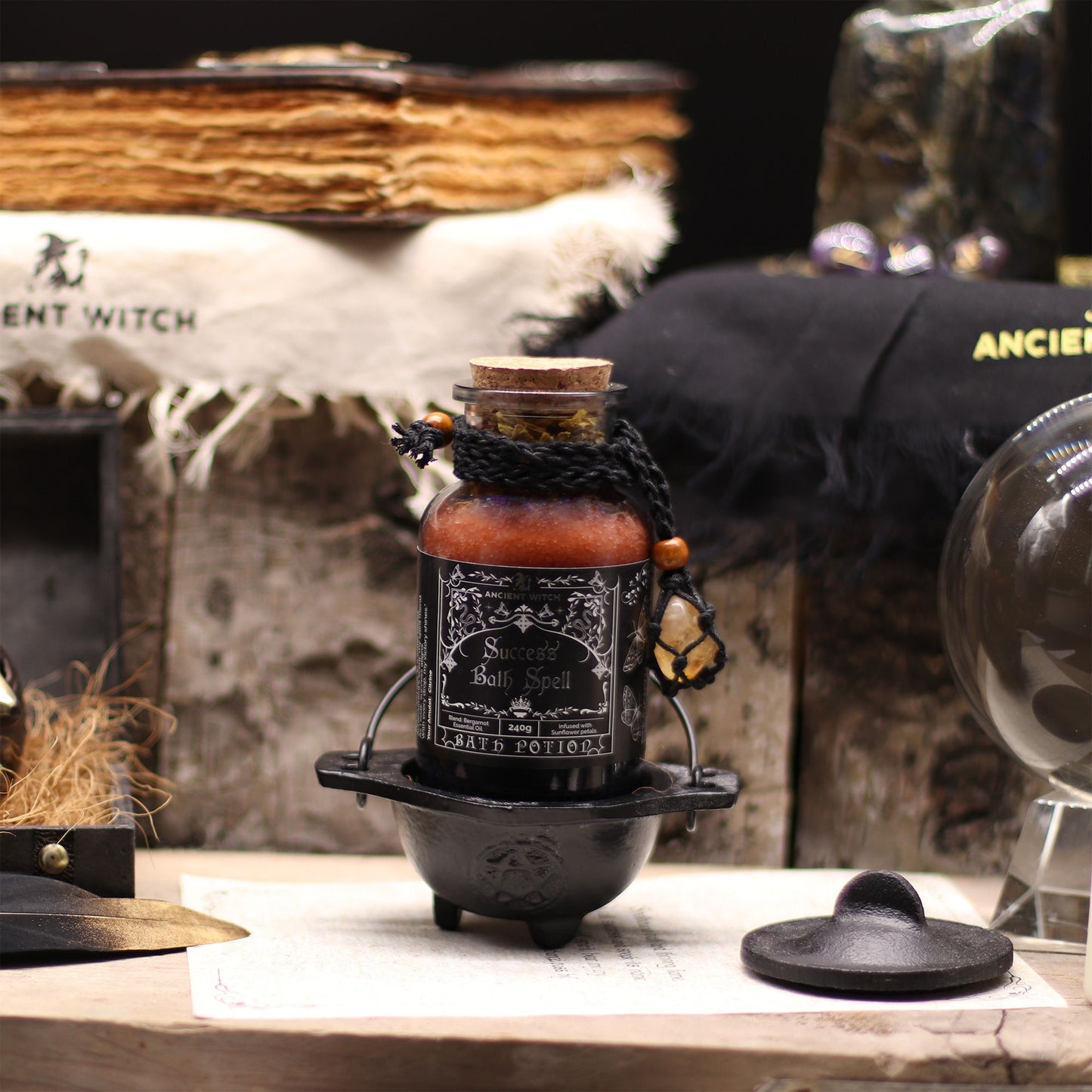 Ancient Witch Bath Spell Potion & Citrine Crystal Amulet - Success – product image 6