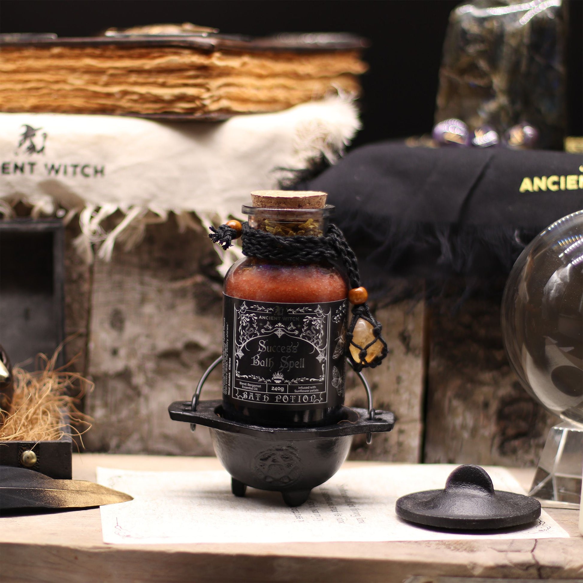 Ancient Witch Bath Spell Potion & Citrine Crystal Amulet - Success – product image 6