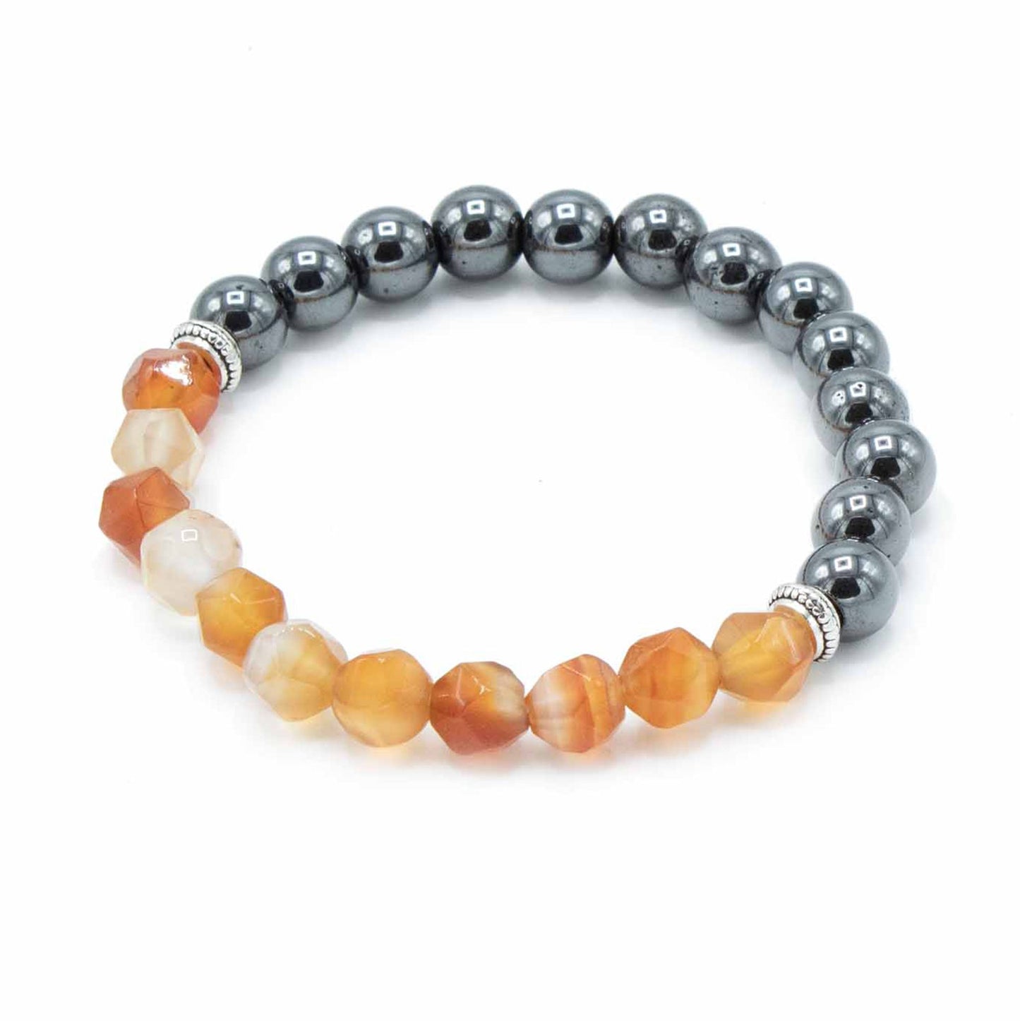 Faceted Gemstone Bracelet - Magnetic Carnelian – detail view