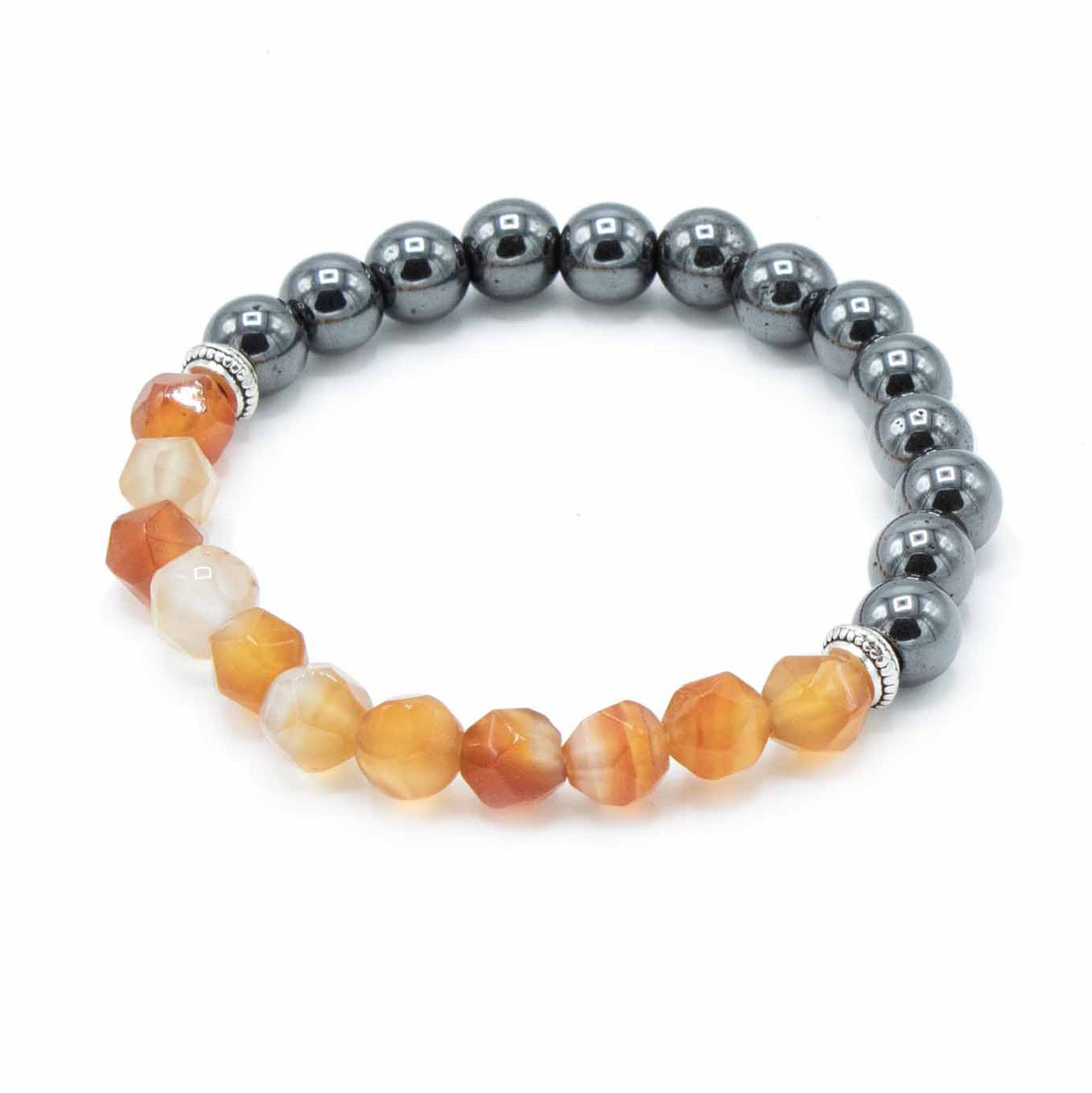Faceted Gemstone Bracelet - Magnetic Carnelian – detail view