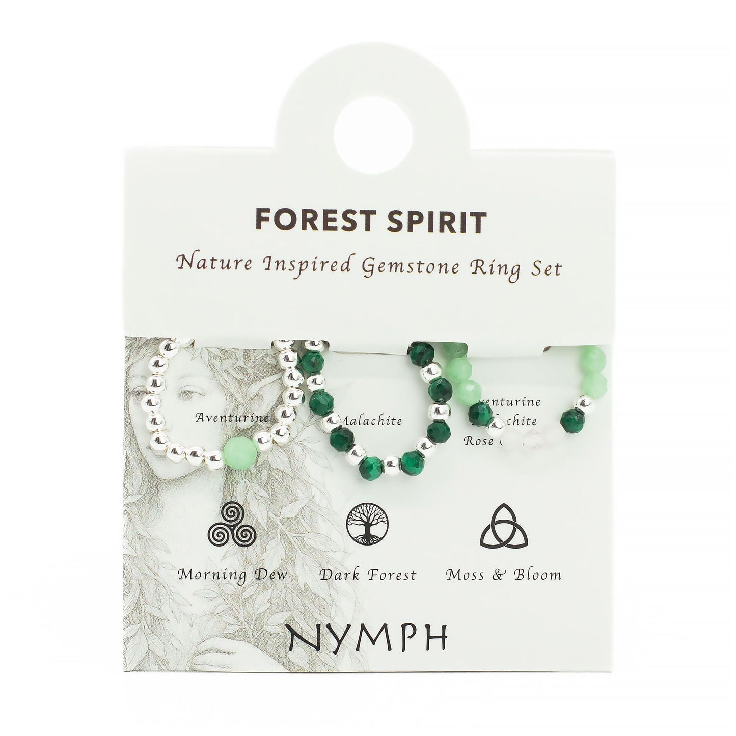 Nymph Spirit Gemstone Ring Set - Forest Spirit – detail view