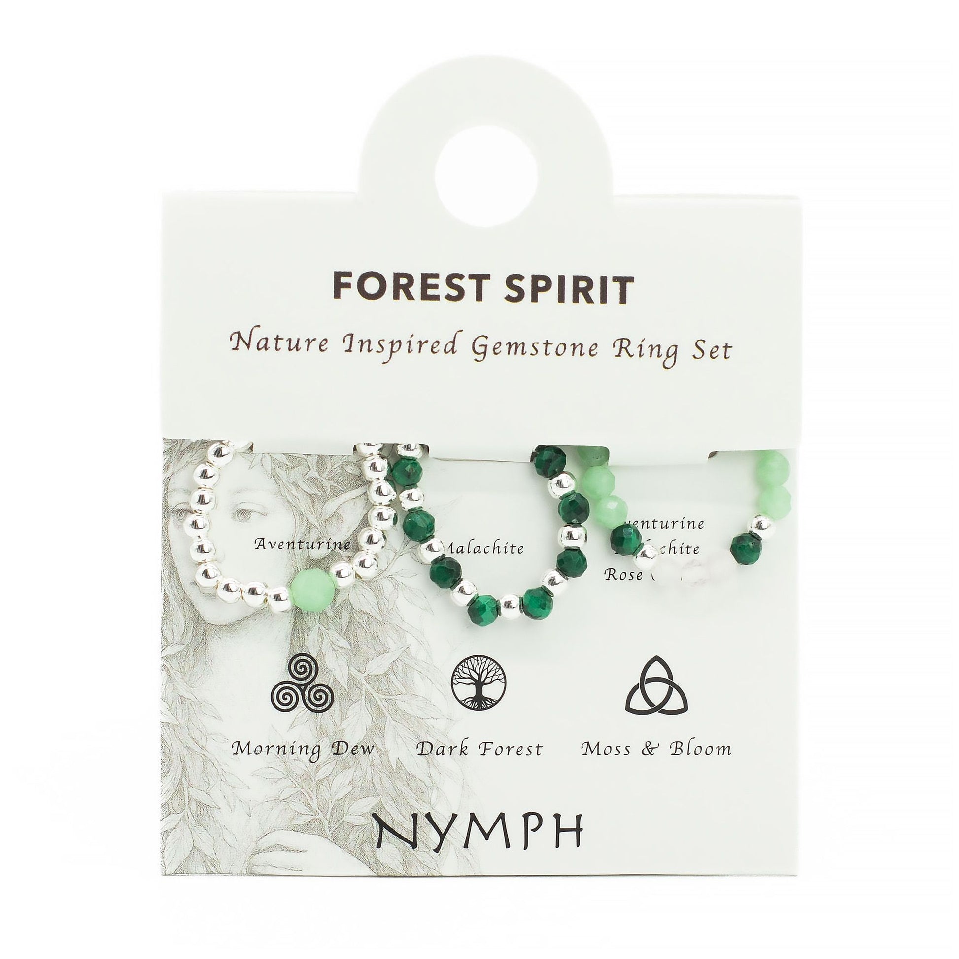 Nymph Spirit Gemstone Ring Set - Forest Spirit – detail view