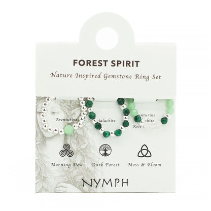 Nymph Spirit Gemstone Ring Set - Forest Spirit – detail view
