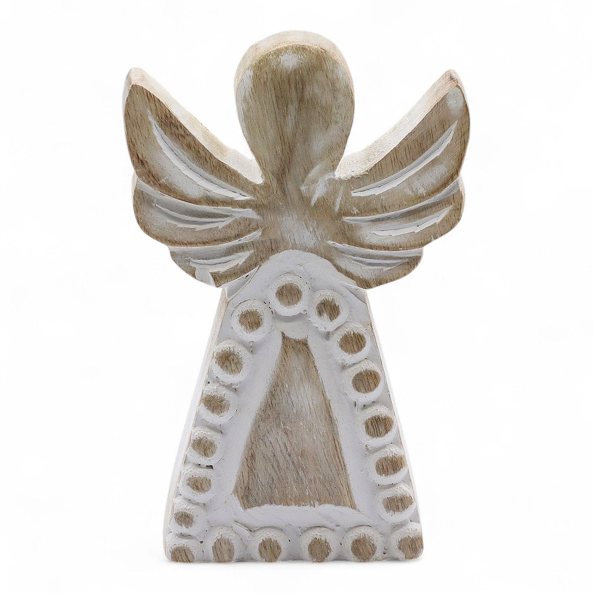 Mango Wood Angel - Whitewash | Auro & Co
