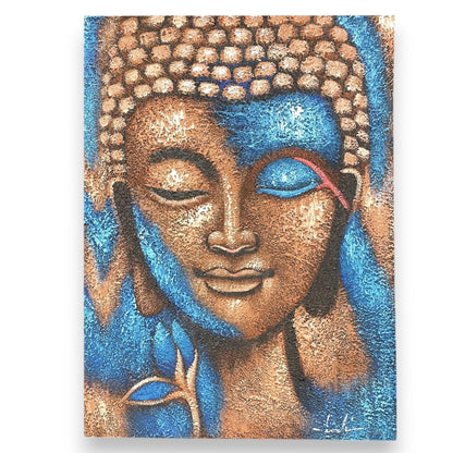 Radiant Tranquility – Gold & Blue Buddha Painting (75×55cm)