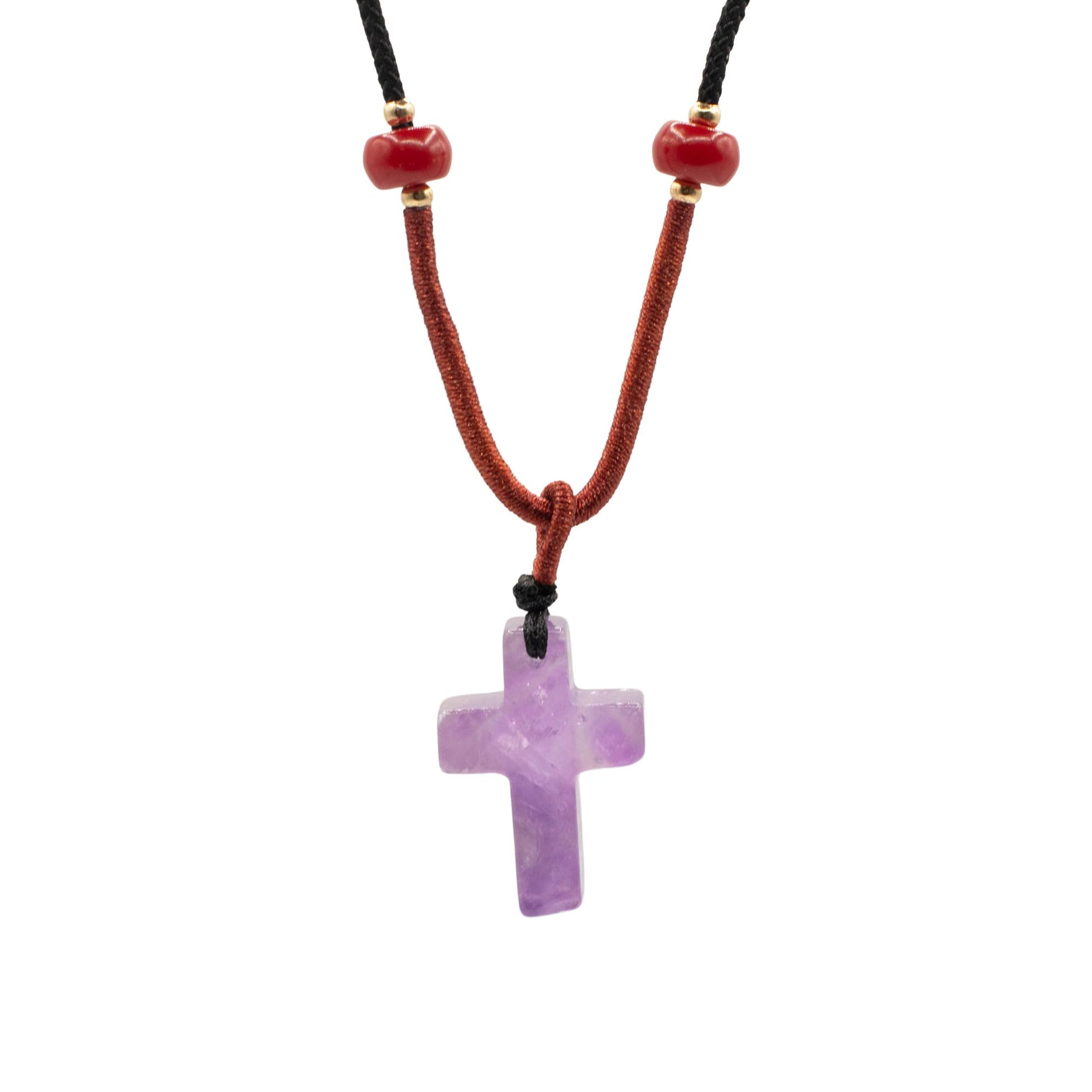 Cord Necklace Gemstone Pendant - Amethyst Cross | Auro & Co