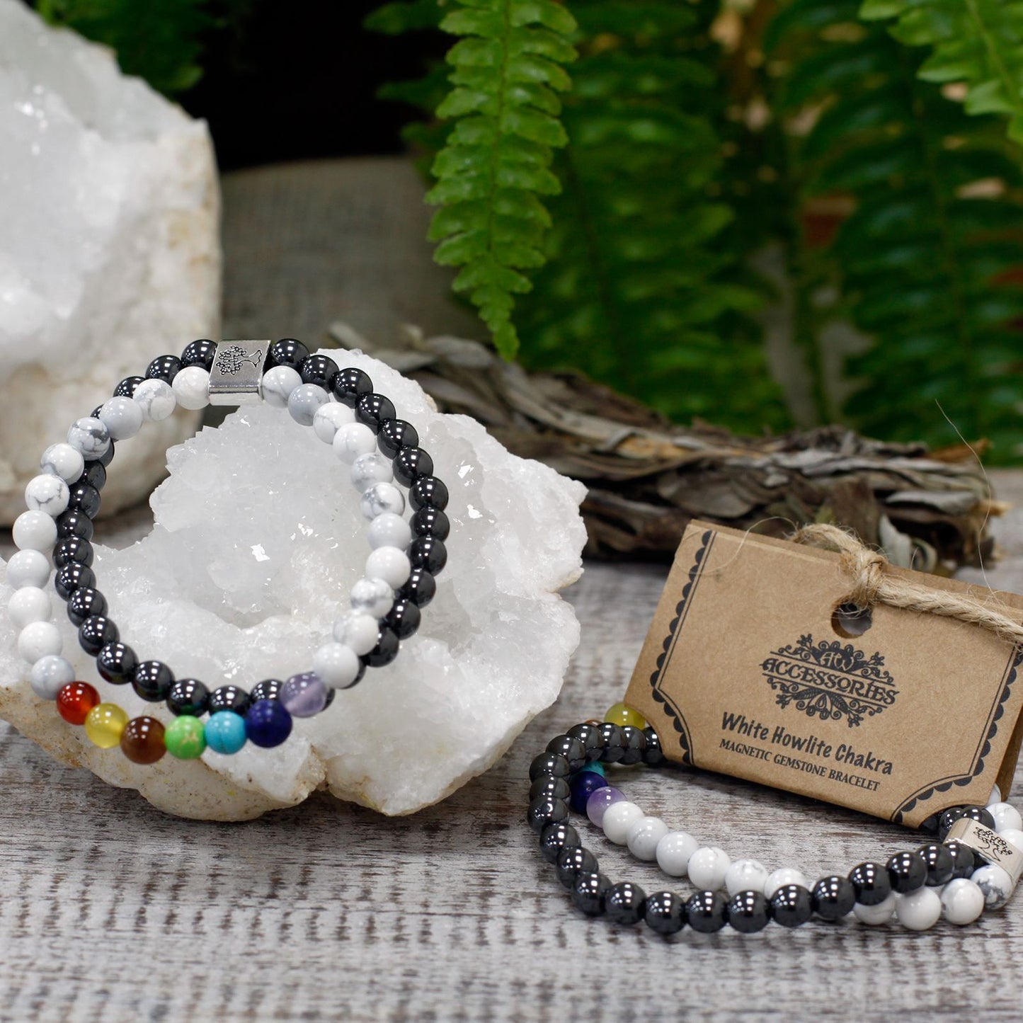 Magnetic Gemstone Bracelet - White Howlite Chakra – packaging