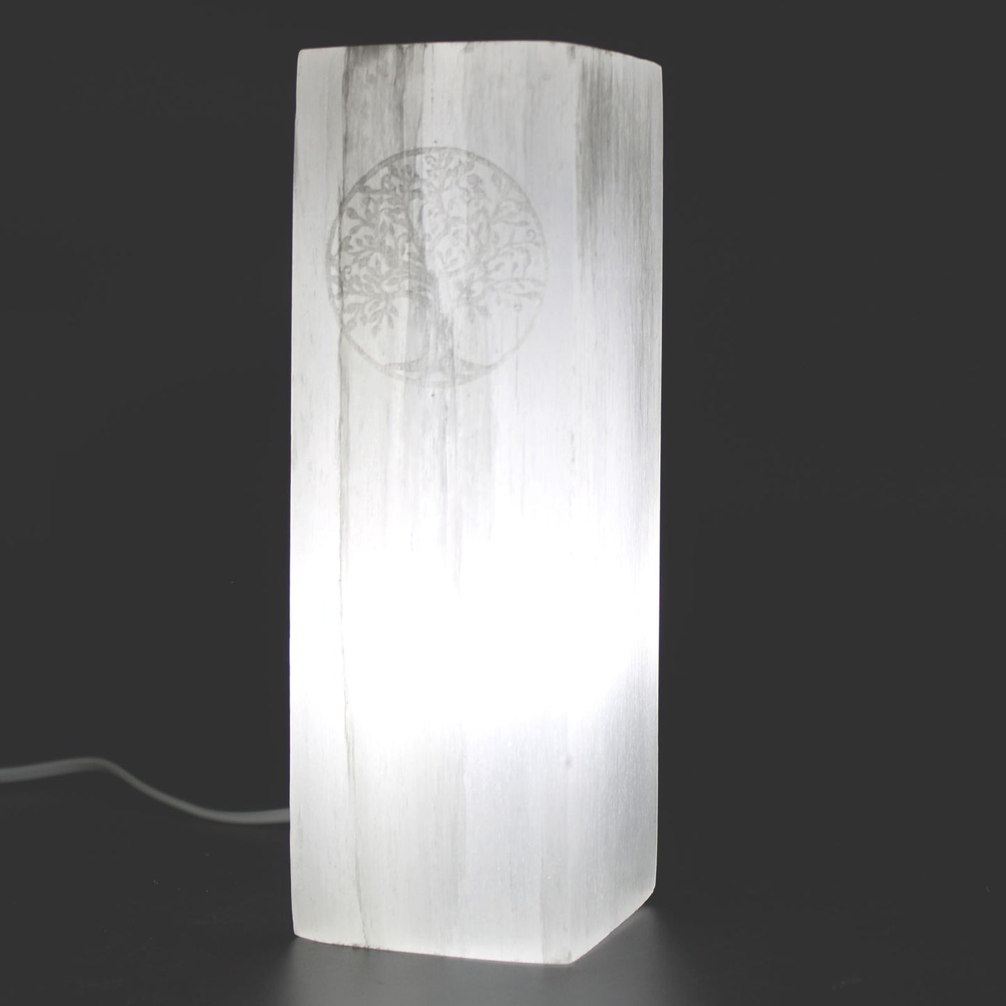 Selenite Block Lamp 25cm - Tree of Life – detail view